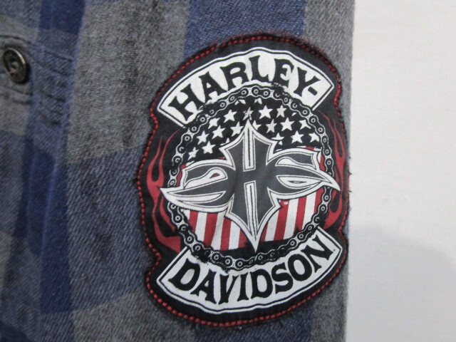 ♪USA輸入 HARLEY-DAVIDSON ハーレーダビッドソン チェック柄長袖シャツ・Size2XL 古着 ビンテージ_画像4