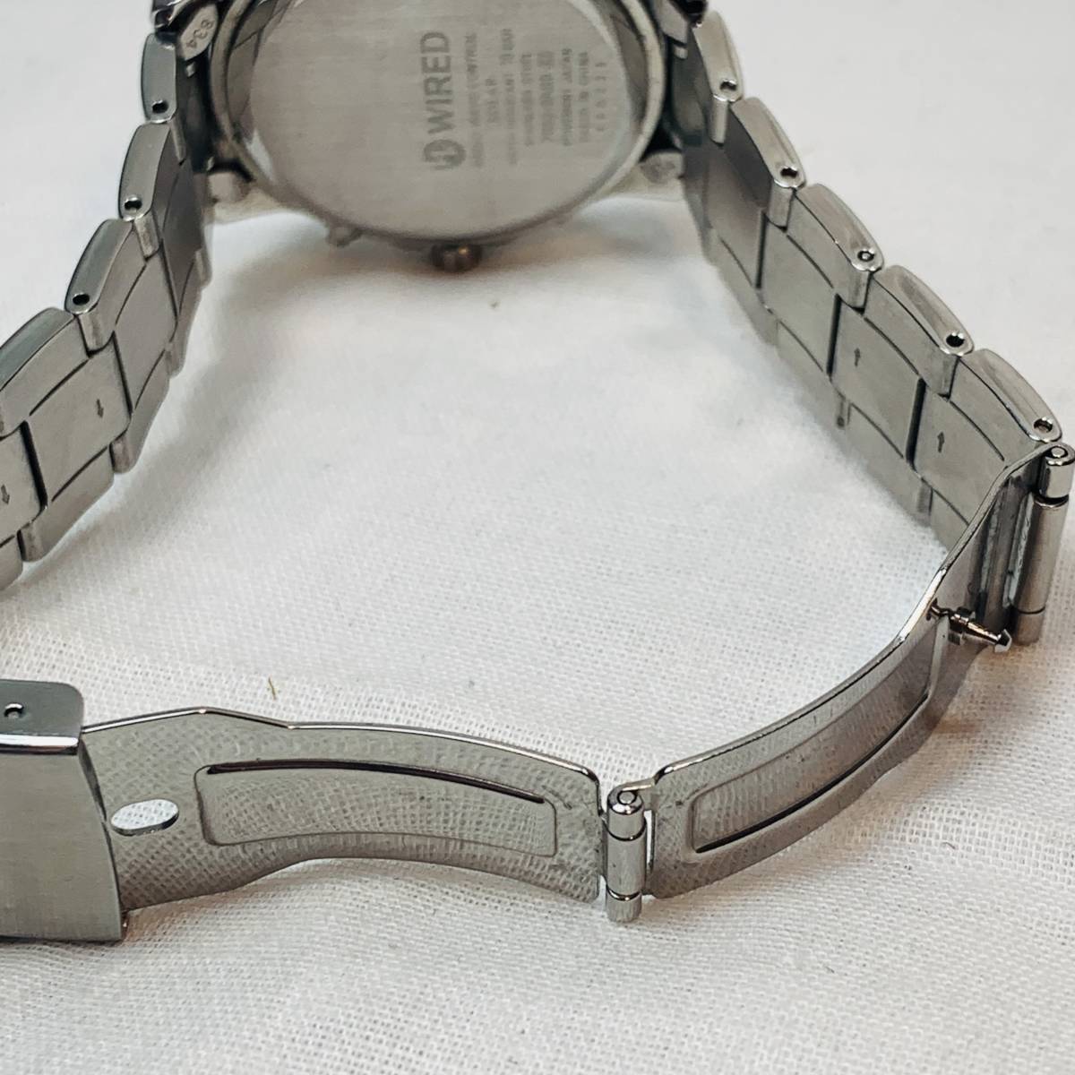 SEIKO セイコー WIRED ワイアード 電波ソーラー 腕時計 メンズ 7B52-0AS0 ブラック シルバー USED品 1円スタート_画像10