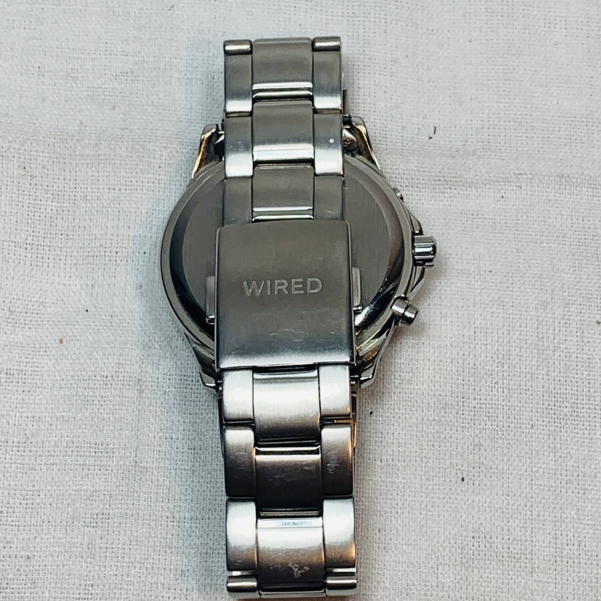 SEIKO セイコー WIRED ワイアード 電波ソーラー 腕時計 メンズ 7B52-0AS0 ブラック シルバー USED品 1円スタート_画像8