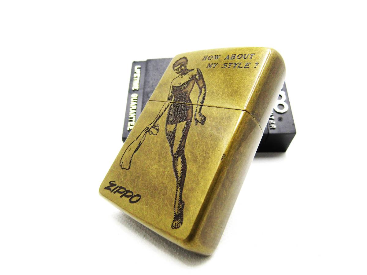 ハウアバウトシリーズ HOW ABOUT MY STYLE ブラス zippo ジッポ 1990年 イタリックボトム 未使用_画像2