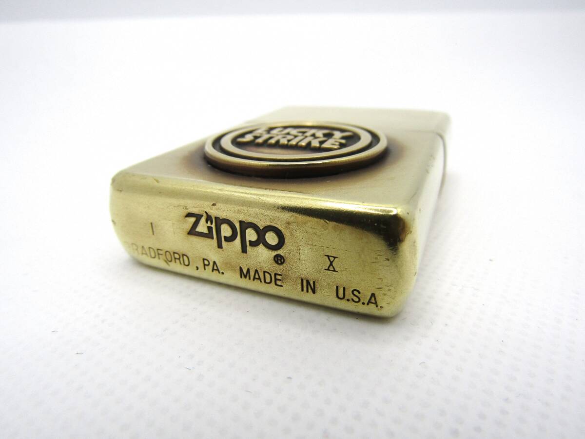 ラッキーストライク ソリッドブラス ロゴメタル zippo ジッポ 1994年_画像5