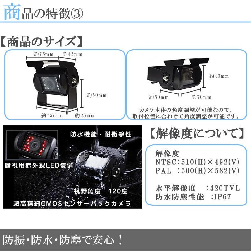 ☆爆売☆ オンダッシュ液晶モニター 7インチ 4分割 + 暗視バックカメラ 4台セット 24V車対応 トラック バス 大型車 18ヶ月保証