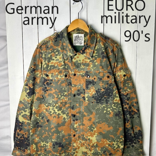 ユーロ古着 ドイツ軍実物 90s フレクターカモ フィールドシャツ L～XL ミリタリー 軍物 ヴィンテージ オールド ヨーロッパ ジャケット ●95