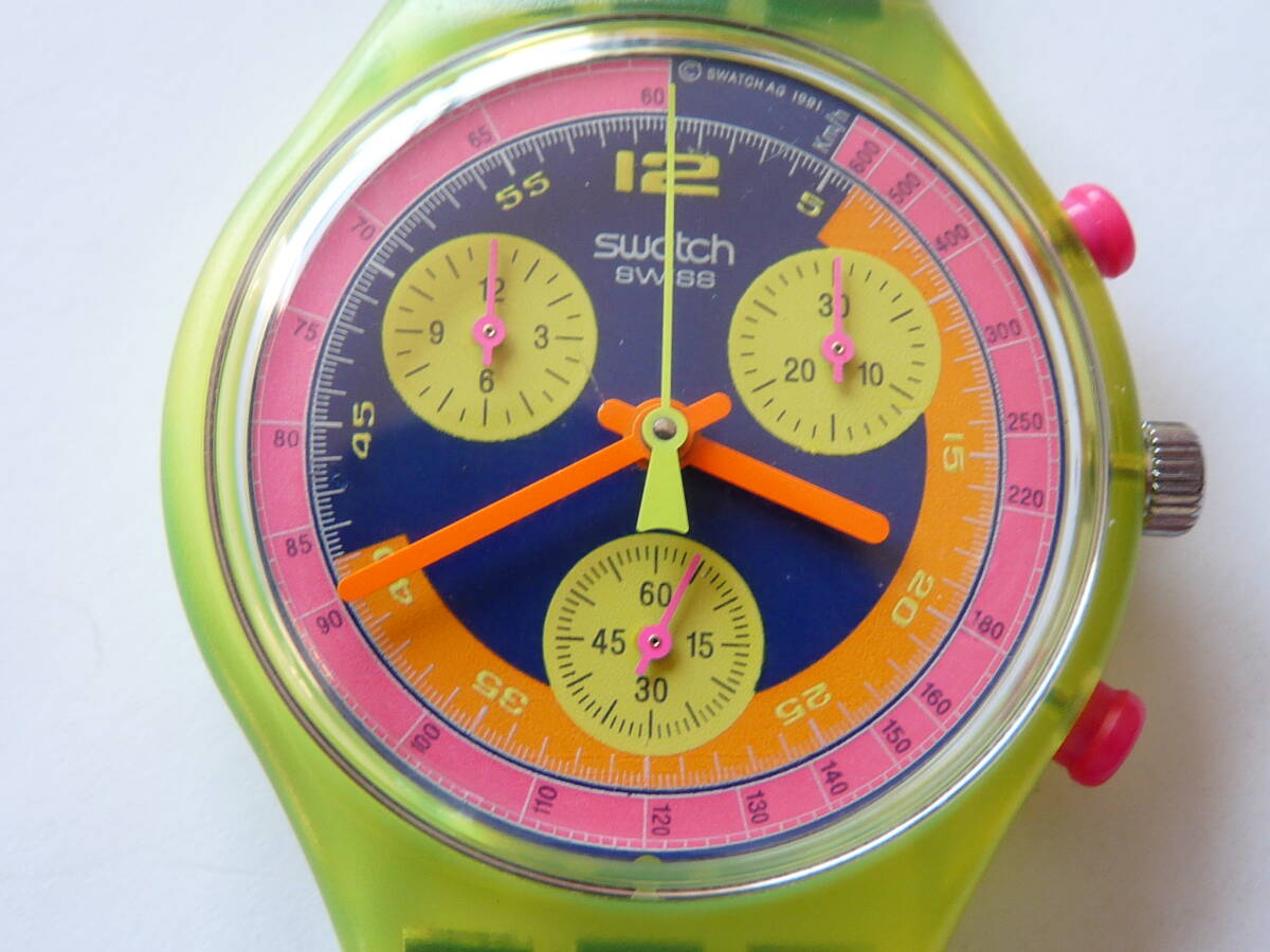 未使用電池交換済 スウォッチ Swatch 1992年クロノ グランプリ Grand Prix 品番SCJ101_画像2