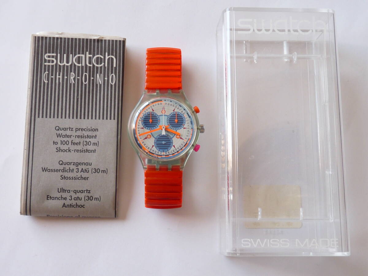  не использовался батарейка заменен Swatch Swatch 1994 год Chrono INSPYRAL номер товара SCG102 необычный .. ремень ремень размер маленький 