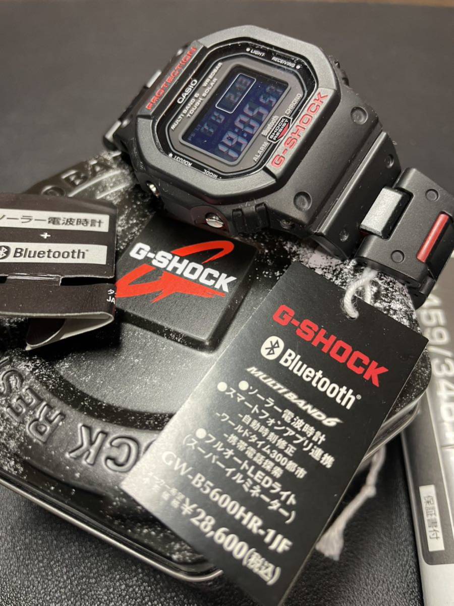 【美品】CASIO カシオ G-SHOCK Gショック Bluetooth電波ソーラー GW-B5600HR-1 ブラック×レッド コンポジットバンド 腕時計_画像1