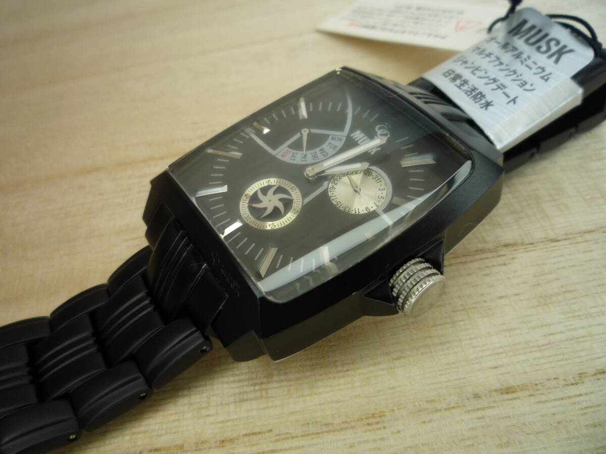 ☆ MUSK ムスク MA-2164 オールアルミニウム マルチファンクション クォーツ 腕時計 新品未使用 電池交換済 動作確認済_画像2