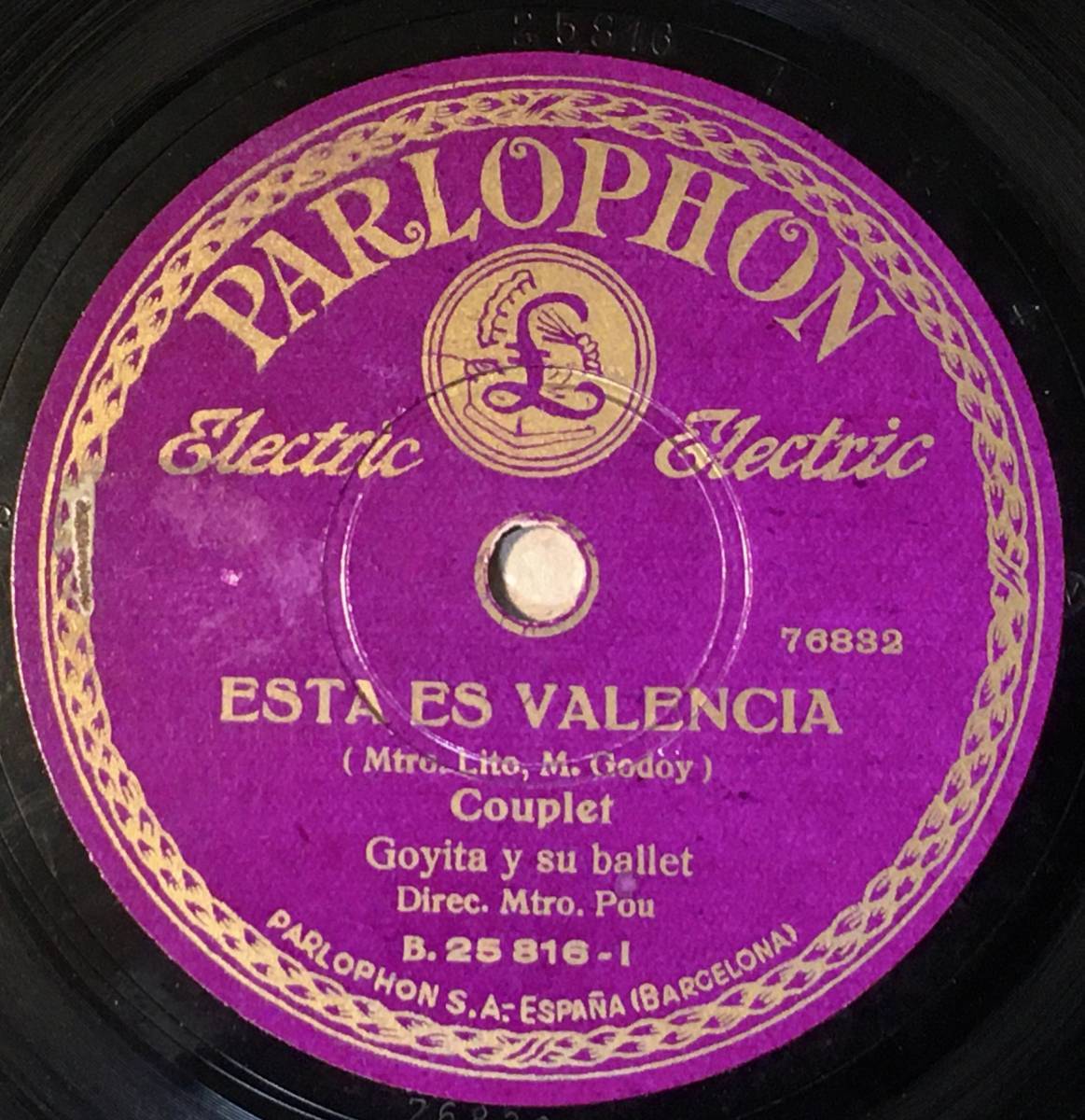 スペイン◎試聴; SP/78 - COUPLET GOYITA y su BALLET PARLOPHONE(SPAIN) Esta Es Valencia/ Es Tu Besar_画像1