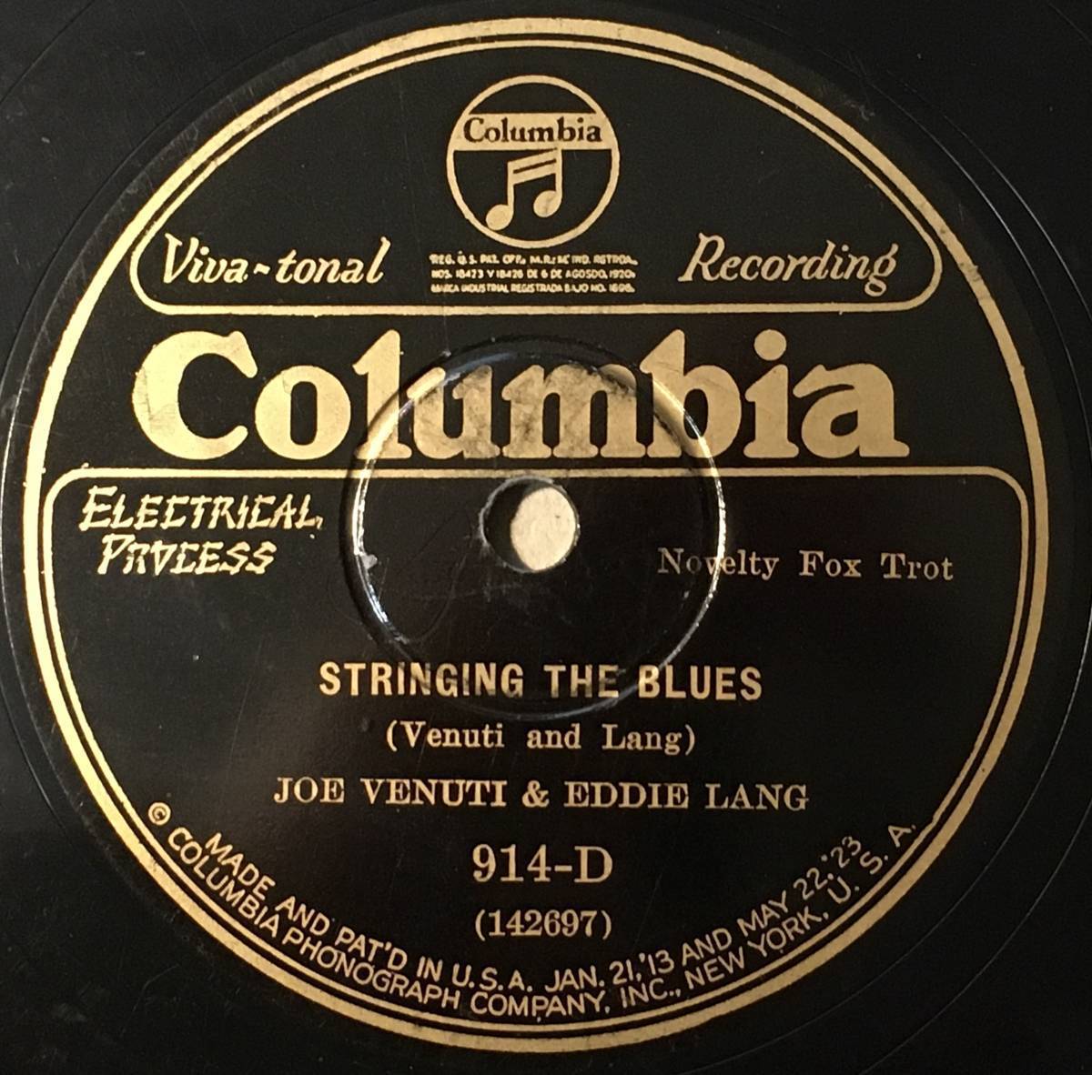 JOE VENUTI & EDDIE LANG COLUMBIA Stringing The Blues/ Black and Blue Bottom _画像3