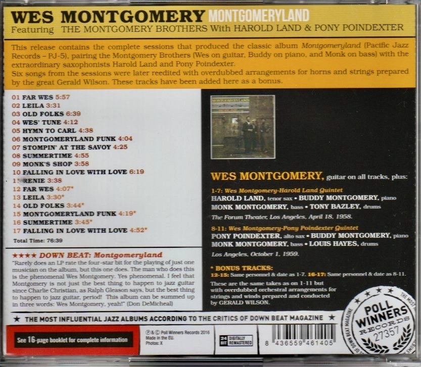 WES MONTGOMERY - MONTGOMERYLAND Pacific/ Poll Winner Records_画像2