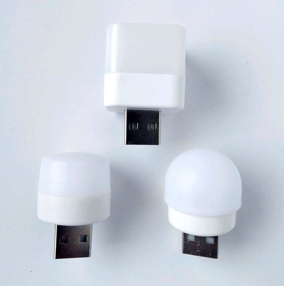 ミニ LEDランプ 3種類セット(円柱形・角形・丸頭形/電球色) 読書 ナイトライト 常夜灯 LEDライト USB_画像1
