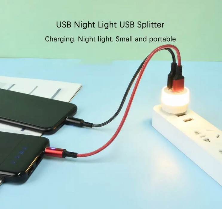 ミニ LEDランプ USB-A×2ポート付 2個セット(電球色×1・昼白色×1) #読書 #ナイトライト #常夜灯 #LEDライト #USB_画像5