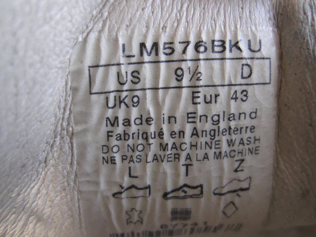 New Balance ニューバランス LM576BKU Made In England オールレザー スニーカー US9.5D/27.5cm ブラック Limited edition USEDキレイ_画像3