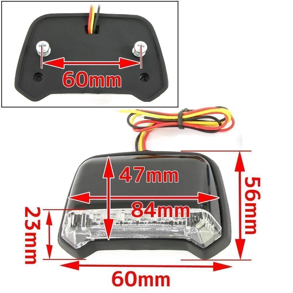 汎用 フェンダーマウント　LED テールランプ ブラックボディ クリアレンズ KX450F KX250 KLX250 KLX125 KSR110 KDX220 KX85 KX65_画像5