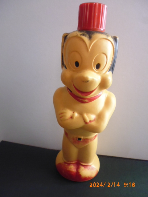 マイテイマウス　ビンテージ　バブルバスボトル　Mighty Mouse Bubble Bath Bottle 1963年　Soaky 色褪せ有り_画像1