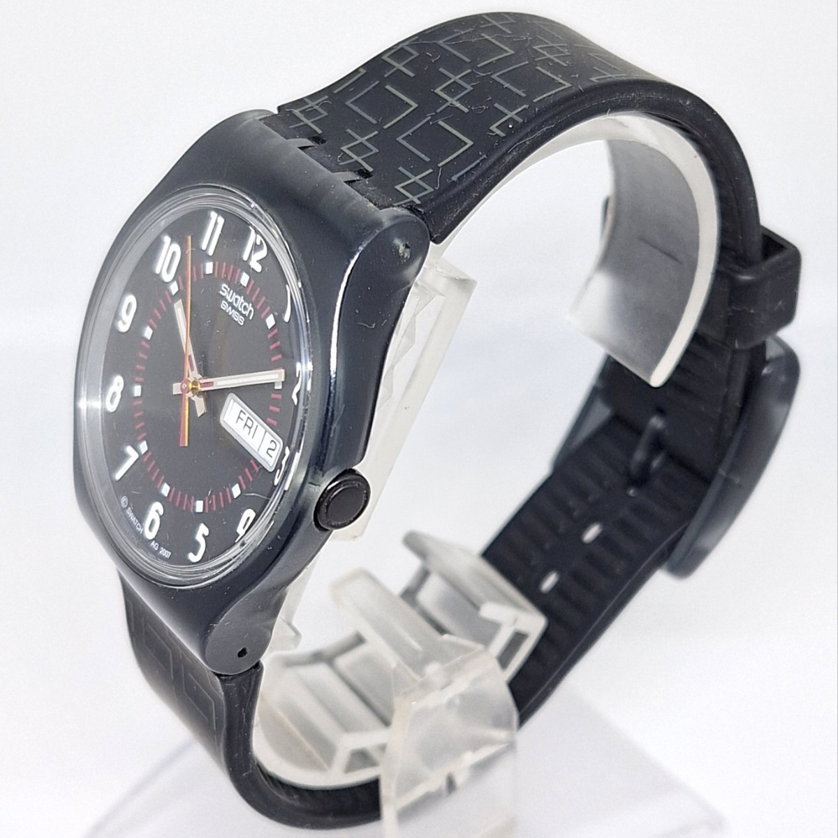 8 Swatch SWISS スウォッチ メンズ腕時計 腕時計 時計 AG2007 デイデイト 黒文字盤 3針 ラバーベルト クォーツ クオーツ ラウンド WKH_画像2