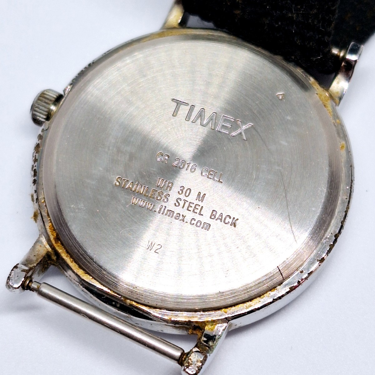 ★稼働品★14 TIMEX INDIGLO タイメックス インディグロ メンズ腕時計 腕時計 時計 CR2016 ウィークエンダー ナイロン 黒文字盤 WKH_錆、キズあり。