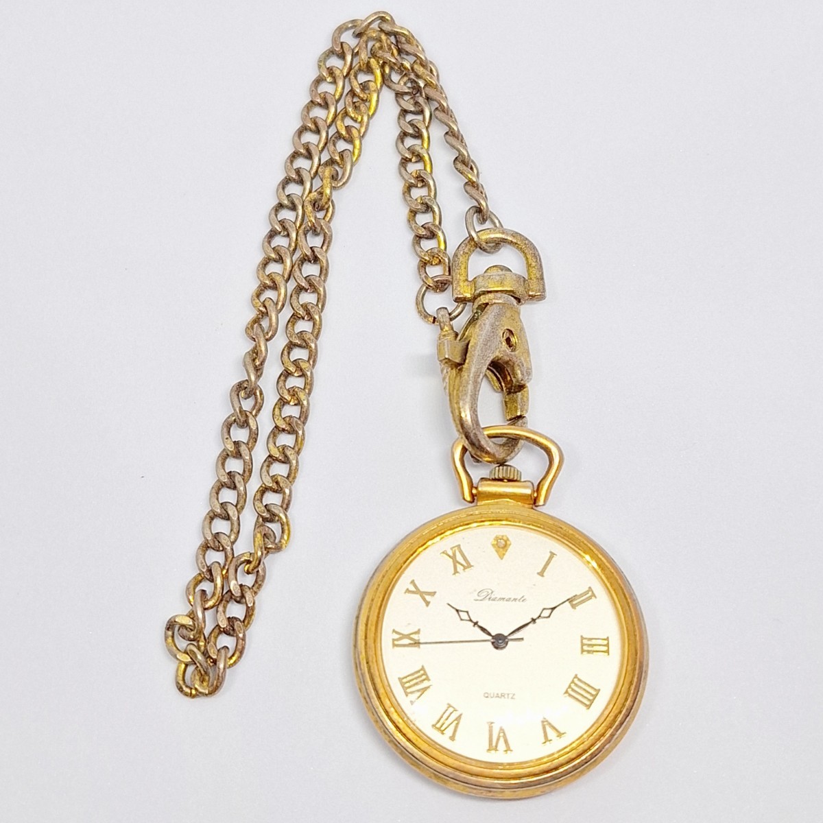 16 Diamante Diamante pocket watch Gold color quartz quarts pocket watch clock Rome figure round chain attaching WKH