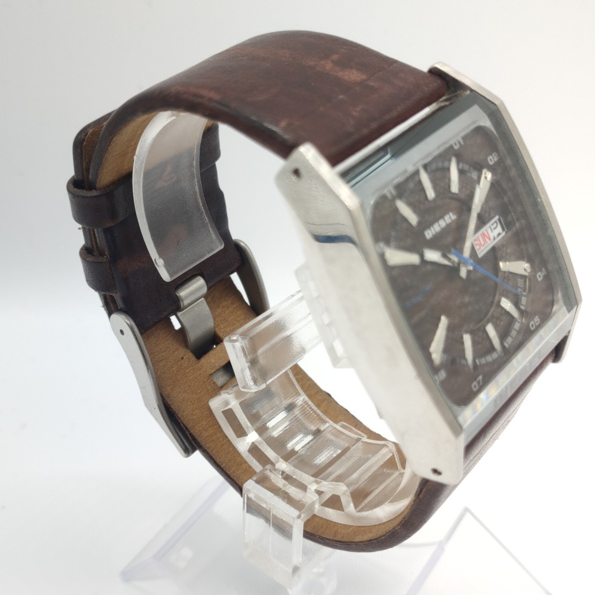 DIESEL メンズ 腕時計 時計 ディーゼル DZ-1293 3針 カレンダー クオーツ クォーツ QUARTZ 5BAR スクエア レザーベルト BRAVE SCH 47_画像4