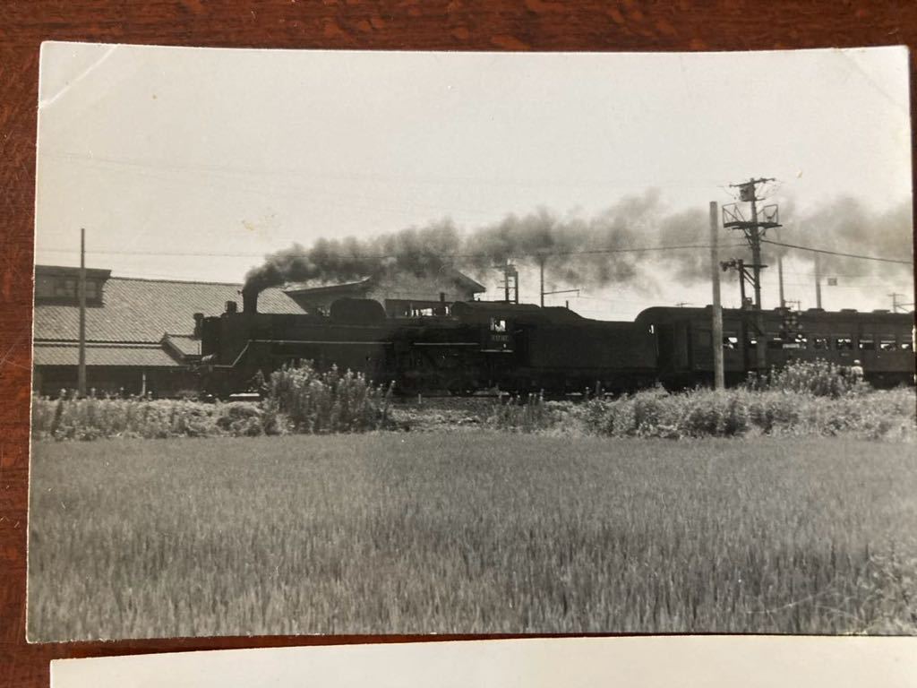 昭和鉄道写真：新津区所属C57 167走行中2景とバック1景。1969年頃撮影。場所不明。7×10.5㎝。_画像6