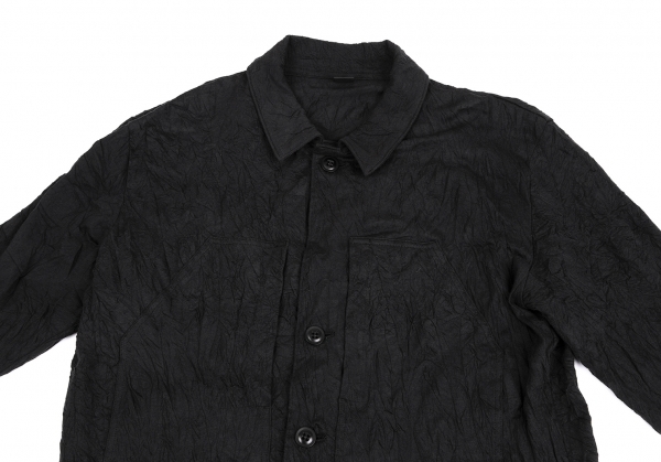 ワイズY's ワッシャー加工フロントポケットシャツ 黒2_画像3
