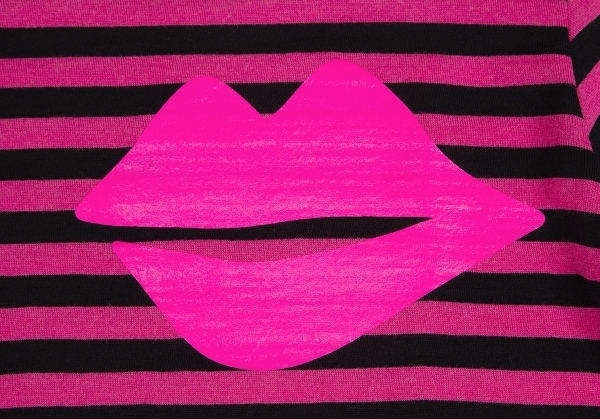  Comme des Garcons COMME des GARCONS lip print border wool cut and sewn pink black S