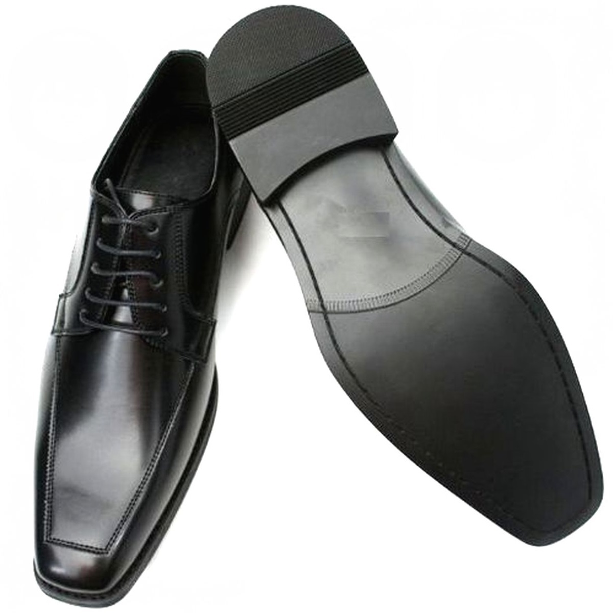 黒 25.5cm お手入れ簡単 雨に強い合皮ビジネスシューズ スタイリッシュ紳士靴 ゆったり幅広 某有名靴メーカー同工場制作 本州送料無料 101_画像7