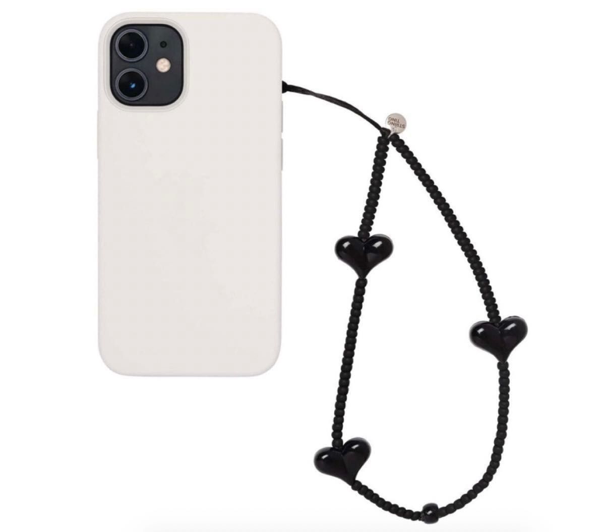 セレブ愛用《String Ting》ハート スマホストラップ ブラック セレブ愛用《String Ting》ハート スマホストラップ ブラック