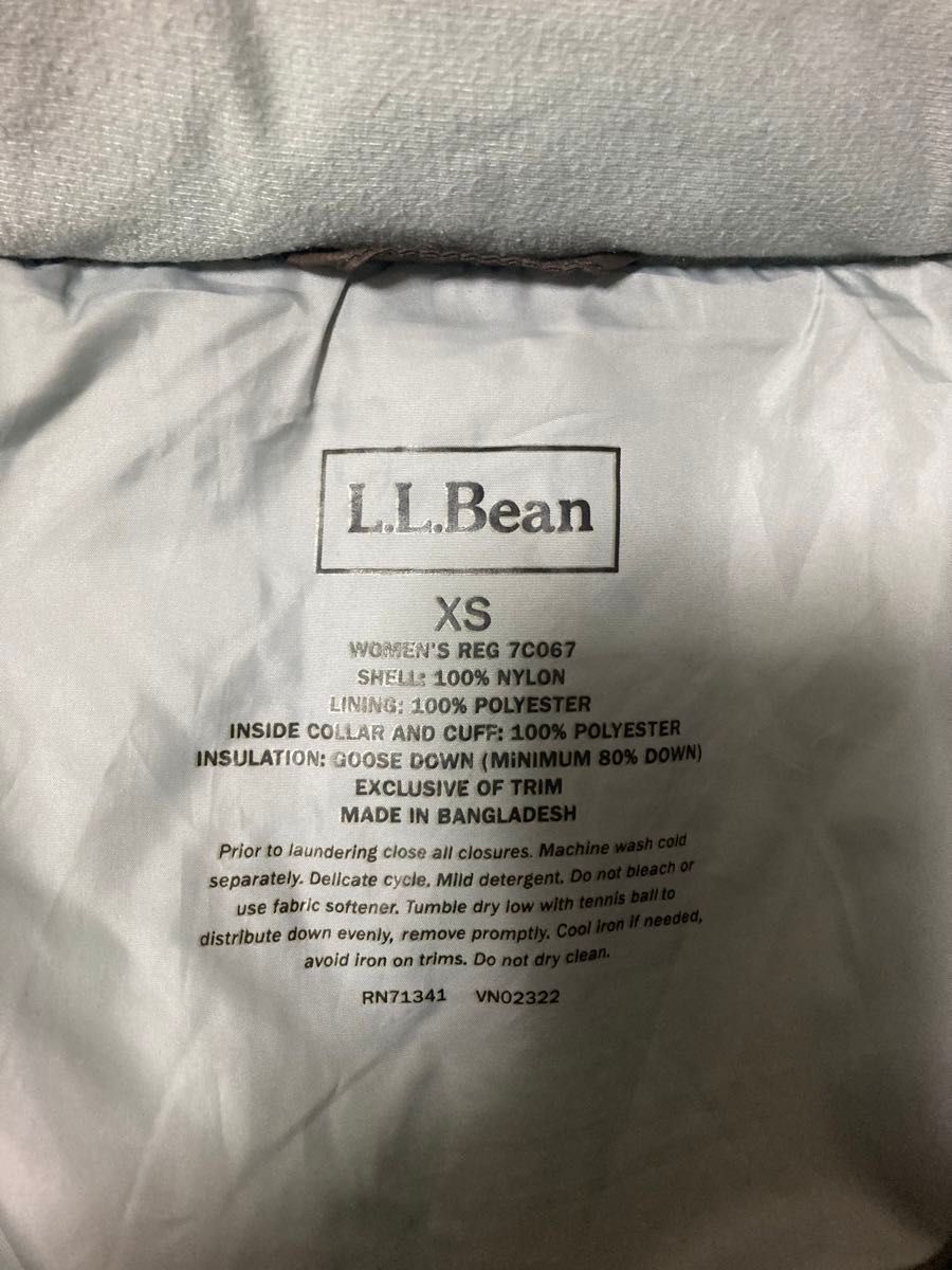 L.L.Bean ダウンジャケット XS  マウンテンパーカー ロゴ 刺繍 グース ナイロン 茶 アウトドア 登山 