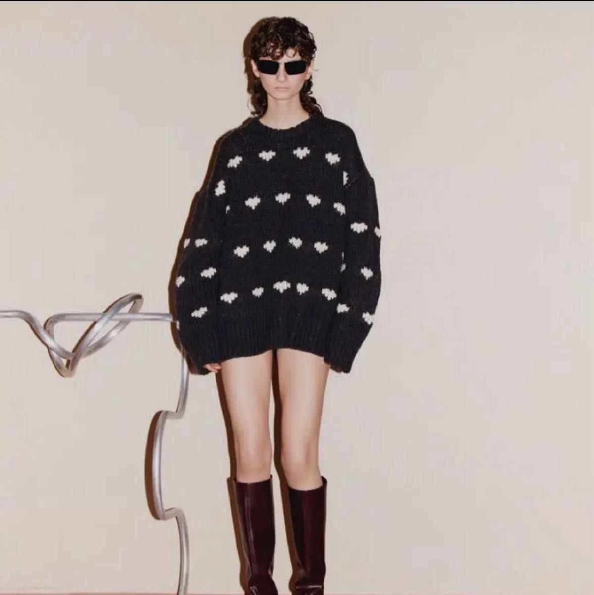 NKNIT nknit ンニット ハートパターンニット ロングサイズ NKNIT nknit ンニット ハートパターンニット ロングサイズ