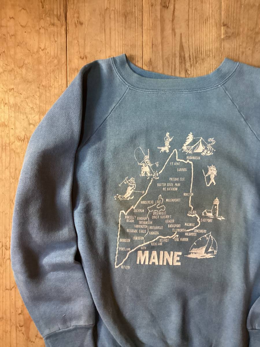 70 period Vintage *Unknown Hsu red a print sweat Maine Vintage partition nz russell Healthknit rare color 