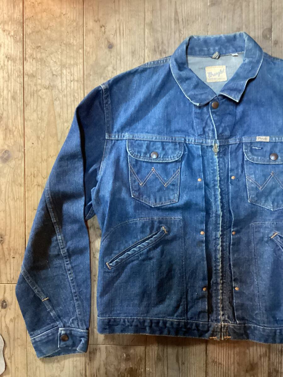 60 period Vintage *Wrangler bell less tag 24MJZ Denim jersey G Jean size 44 Vintage 50 period Blue Bell111MJ