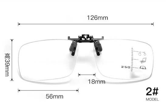 老眼鏡 クリップ式跳ね上げ 遠近両用累進 ブルーライト(度数：+2.00)