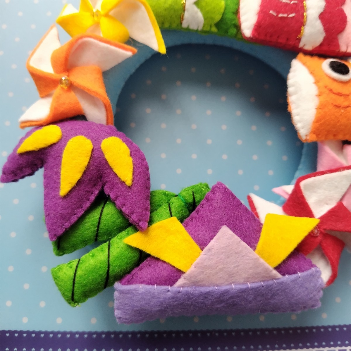 ハンドメイド フェルトこいのぼりリース フェルトリース 手縫い ハンドメイド フェルトこいのぼりリース フェルトリース 手縫い