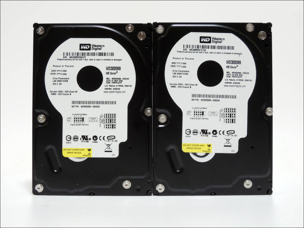 WD 3.5インチHDD WD3000BB 300GB IDE 2台セット #11887_画像1