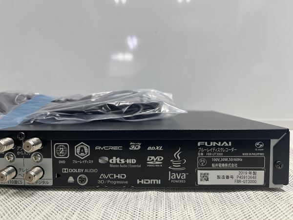 2019年製【未使用品】FUNAI製/ブルーレイディスクレコーダー/FBR-UT3000 / 4K Ultra HD 3TB 3番組同時録画 HDD 3チューナー搭載フナイ_画像6