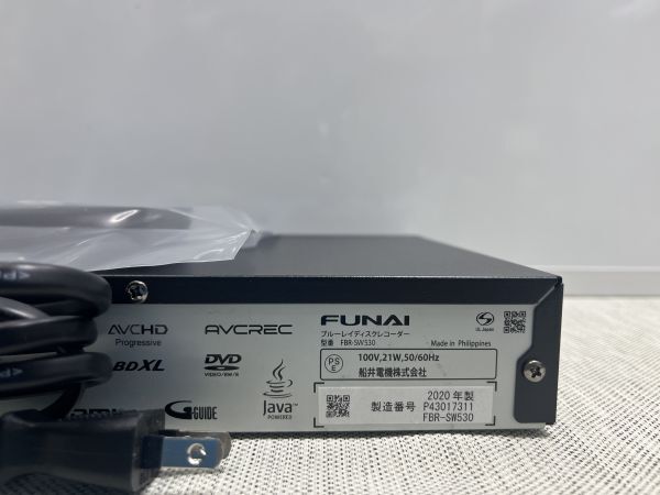 2020年製【未使用品】FUNAI製/ブルーレイレコーダー/FBR-SW530 / 500GB 2番組同時録画 HDD 2チューナー搭載フナイ_画像7