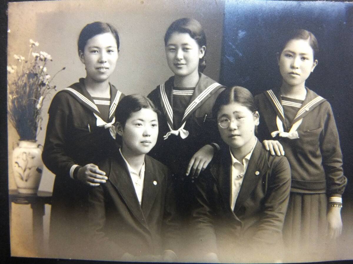 戦前 写真帖 古写真 福岡女子師範学校 教員養成機関 女学生 セーラー服 校舎 学生 海水浴 集合写真 いろいろ104枚_画像4