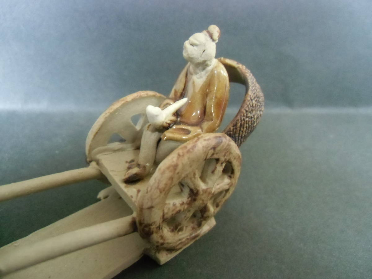 中国 工芸品 人力車 陶器 置物 アンティーク 人形 ミニチュア_画像10