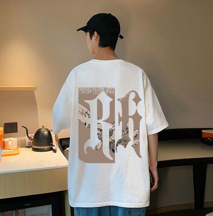 メンズ　Ｔシャツ　２ＸＬ　白　ビッグロゴ　オーバーサイズ　五分袖　ヒップホップ