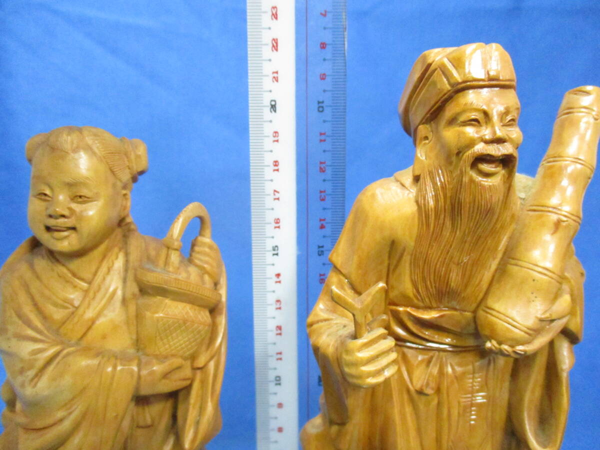 七福神 木彫り 3体セット 福禄寿 弁財天 寿老人 まとめて 彫刻 置物 オブジェ 縁起物 #1491_画像7