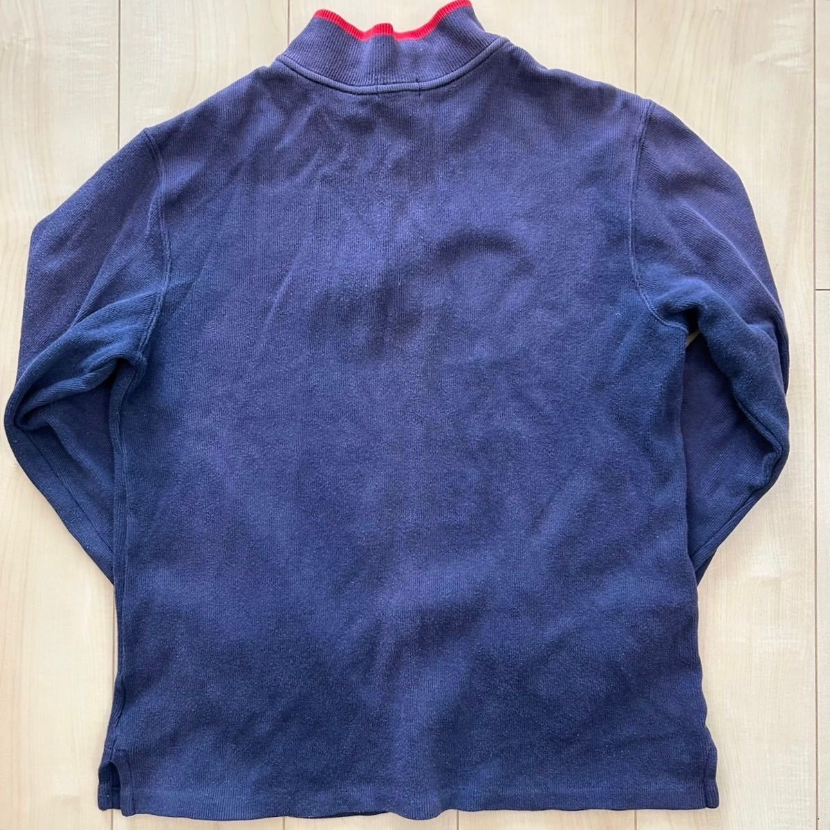 POLO RALPH LAUREN Polo Ralph Lauren половина Zip длинный рукав тренировочный футболка темно-синий женский XL размер вышивка Logo 