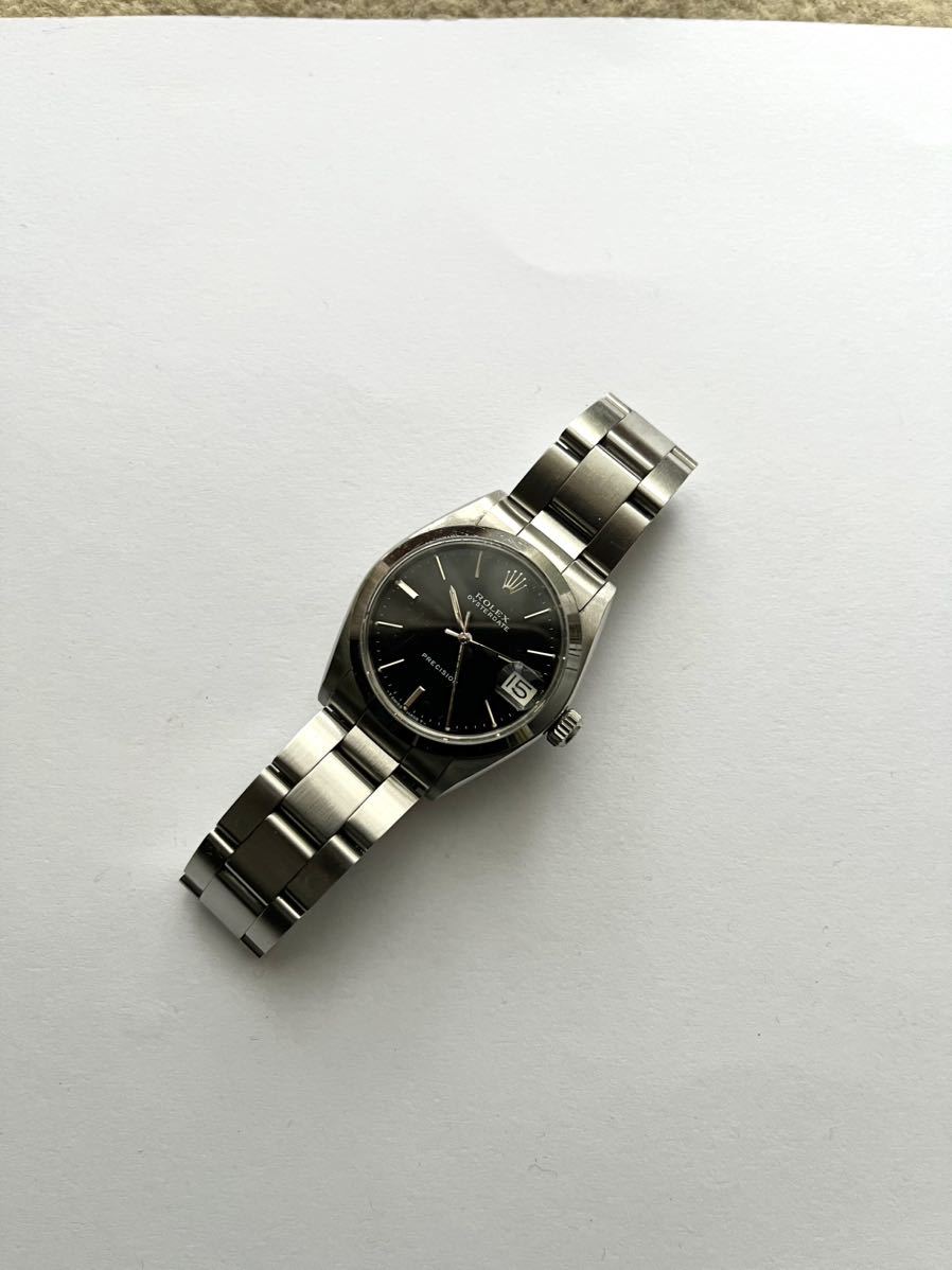 ロレックス オイスターデイト プレシジョン 6466 小ぶり 黒文字盤 手巻き腕時計 ボーイズ オイスターブレス