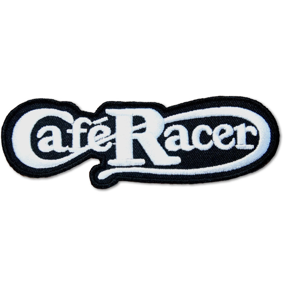 刺繍アイロンワッペン パッチ【Cafe Racer/カフェレーサー】文字 黒 白 英語 バイク バイカー オートバイ スラング アイロン接着 糊付き_画像2