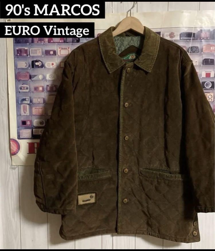 極上90sイタリア製ユーロヴィンテージMARCOSレザーハンティングジャケット/オールドヨーロッパ