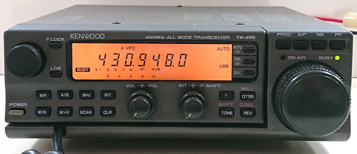 KENWOOD TM-455S 35W 430MHz ALL MODE TRANSCEIVER 電源コード、ハンドマイク付 通電のみ確認品 動作未確認品_画像2