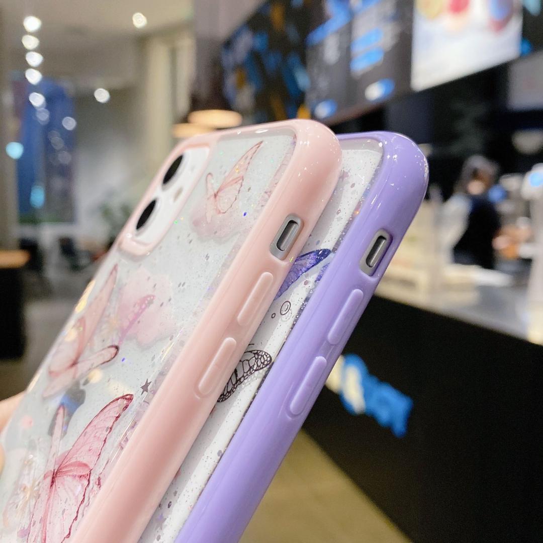 【匿名配送】iPhone12/12pro　Butterfly柄シリコンスマホケースPink　可愛い　おしゃれ　蝶々　ピンク　シンプル_画像3