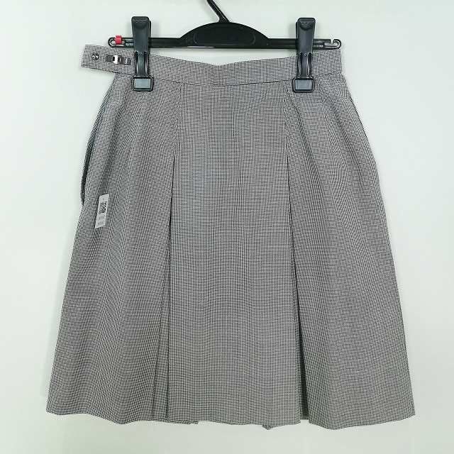 1円 スクールスカート 夏物 w63-丈53 チェック 中学 高校 プリーツ 学生服 制服 女子 中古 IN1162_画像2