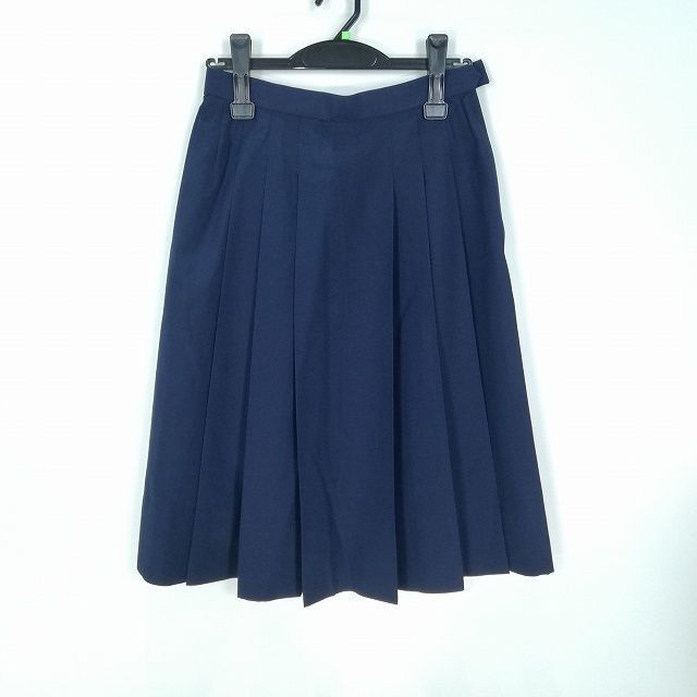 1円 スクールスカート 夏物 w66-丈64 花紺 中学 高校 プリーツ 学生服 制服 女子 中古 IN1100_画像1