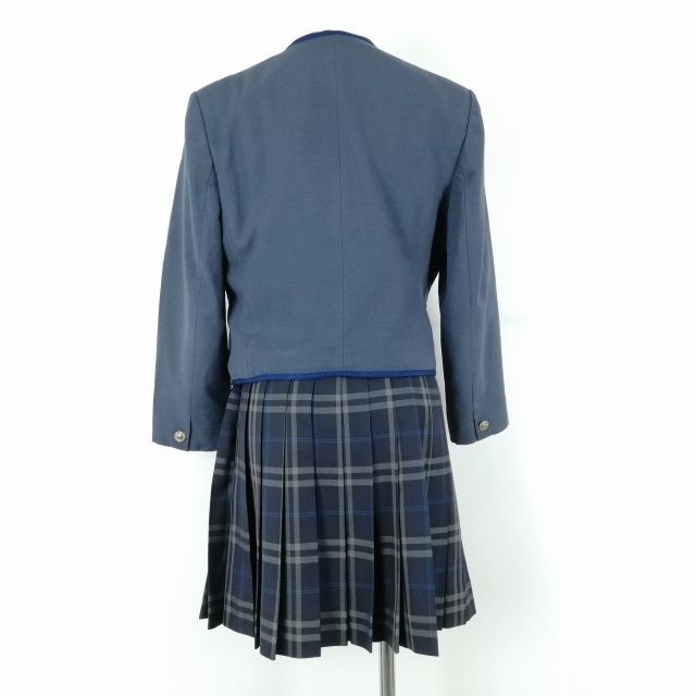 1円 ジャケット チェックスカート 紐タイ 上下4点セット カンコー 冬物 女子 学生服 静岡加藤学園高校 グレー 制服 中古 ランクC EY4064_画像2